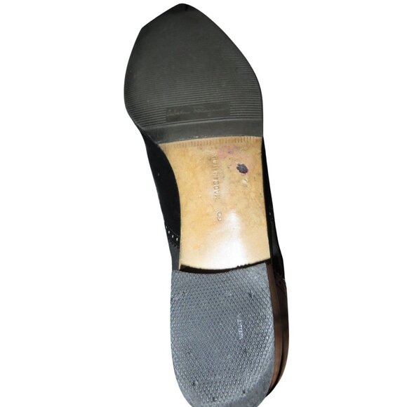 Salvatore Ferragamo Kiltie Black Italian Mixed Leather & Suede Fringe Loafers 8 - Picture 8 of 9